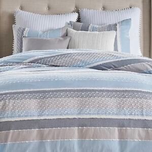 Levtex Santander Textured 2 Pc Comforter Set Blue Stripe Twin/Twin XL